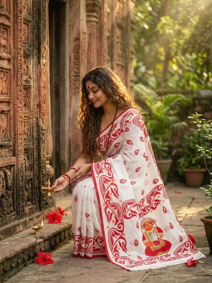 Ganesh Avahan Mul Cotton Saree with Print Work