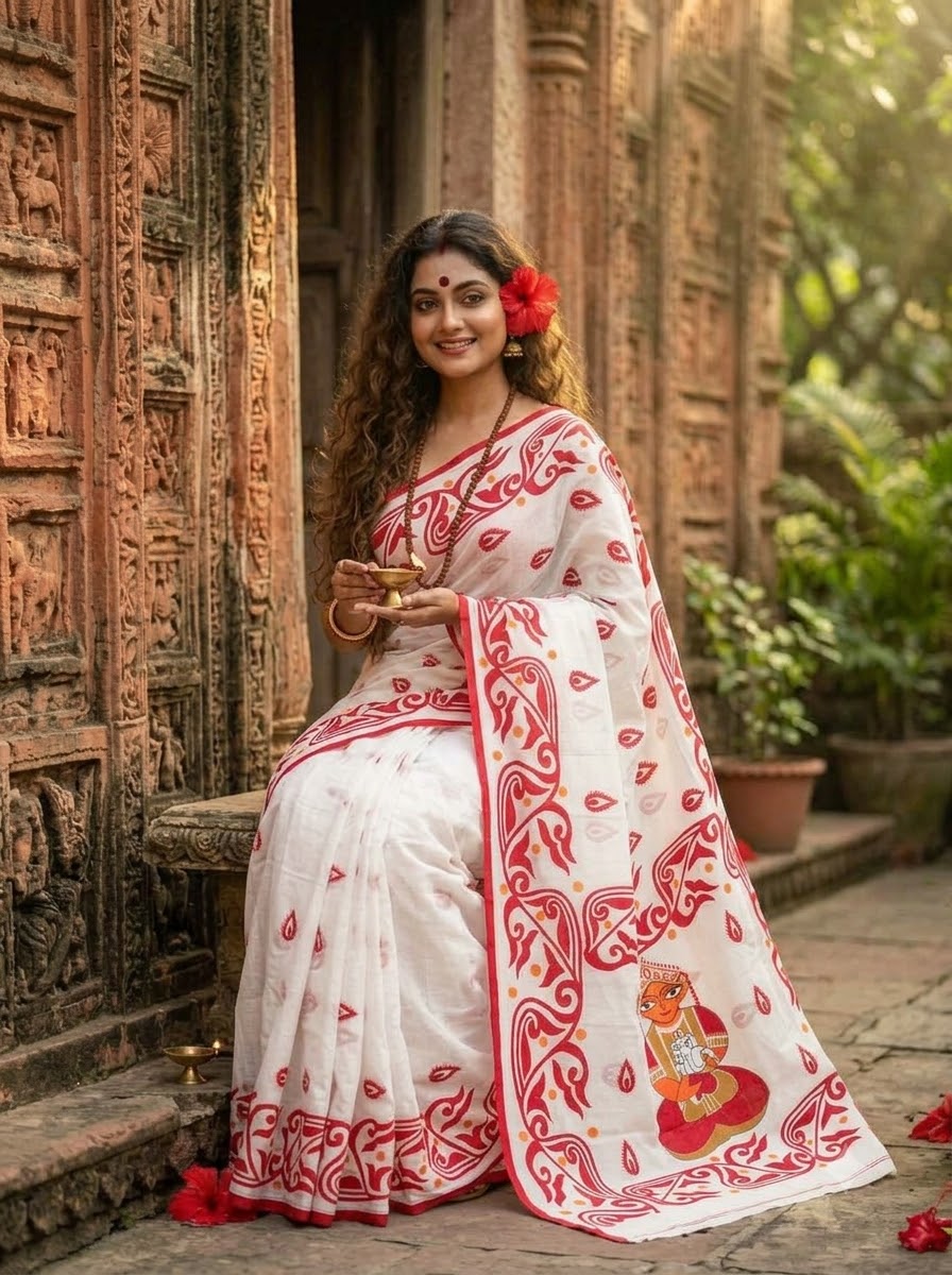 Ganesh Avahan Mul Cotton Saree with Print Work