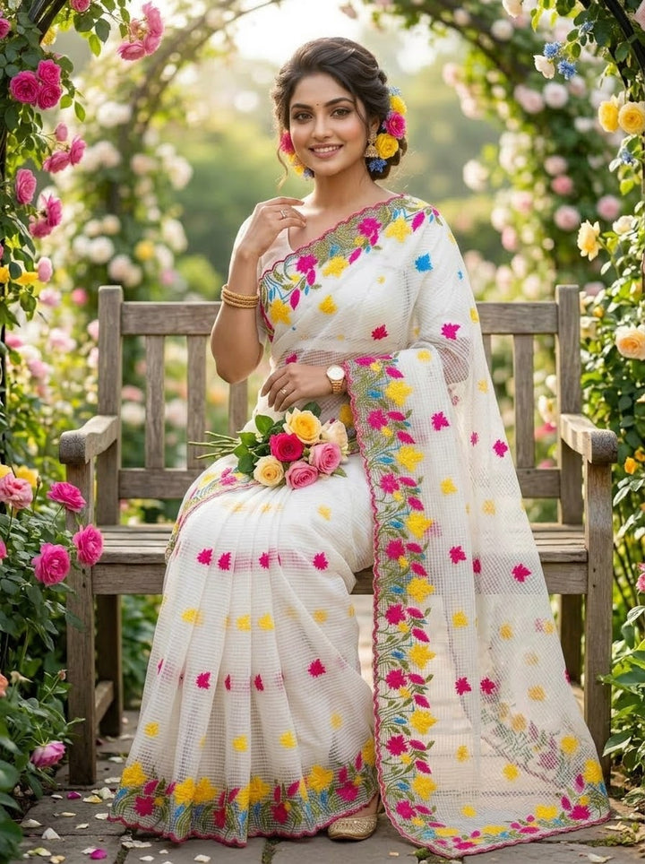 Parijat  Kota Saree With Embroidery Work