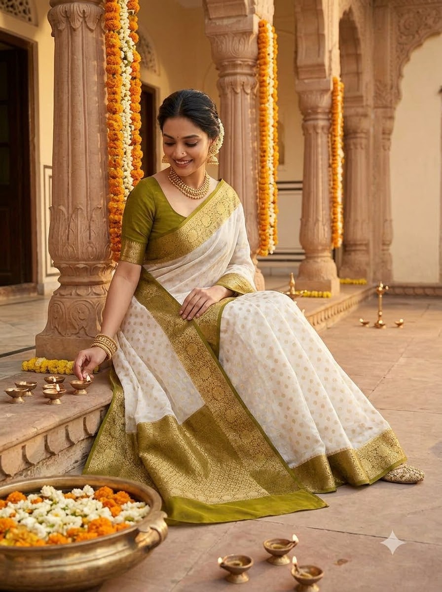 Deepavali Shringar- Banarasi Semi Georgette Soft Silk  Saree