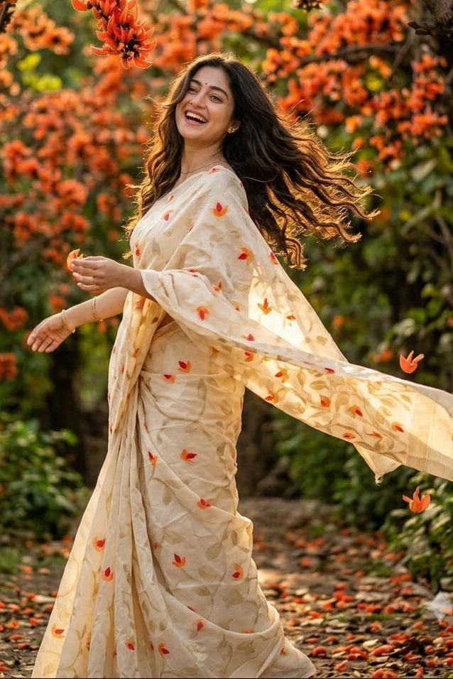 Bonolota – All-Over Zari Weaving Jamdani Saree ✨