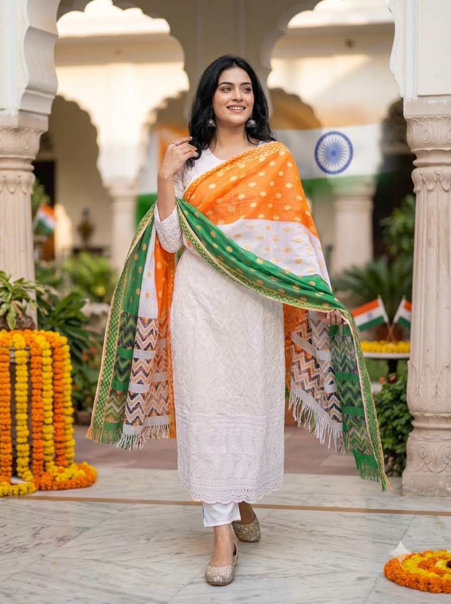 Our Pride- Tiranga Kurti Set With Dupatta