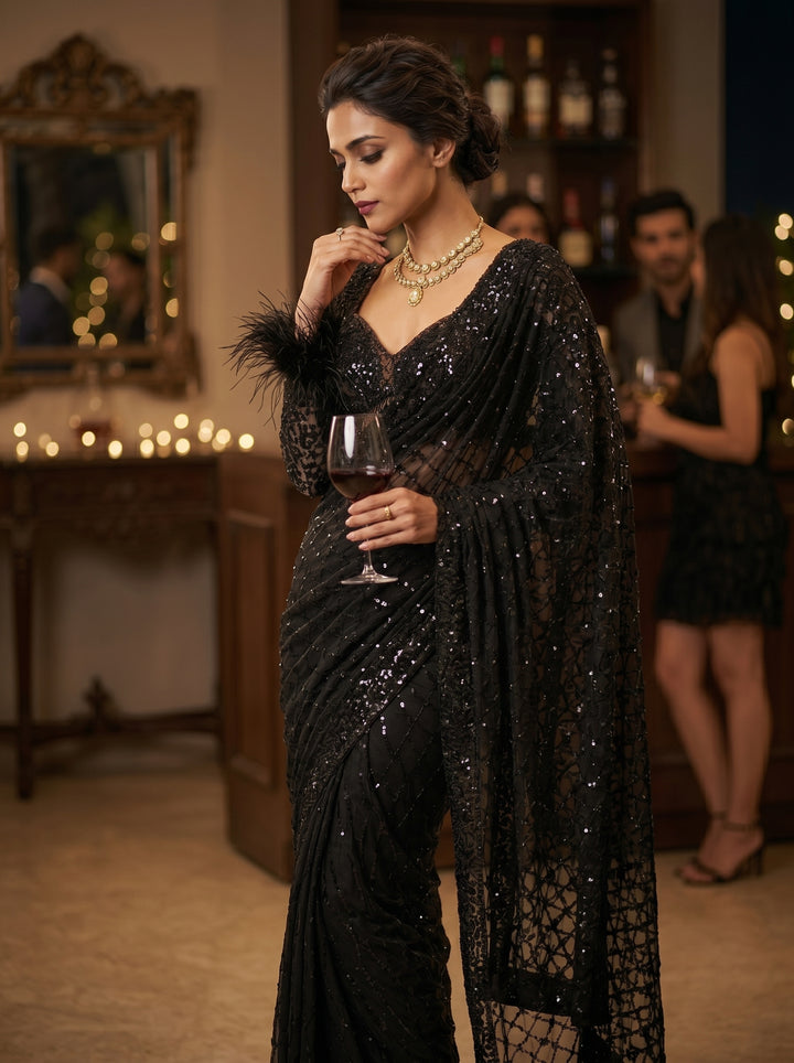 Star Night Story Georgette Saree