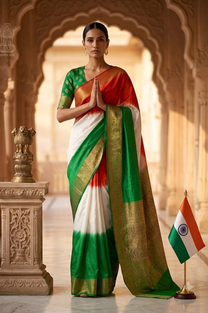 Swarna Tiranga Banarasi Warm Soft Silk Saree