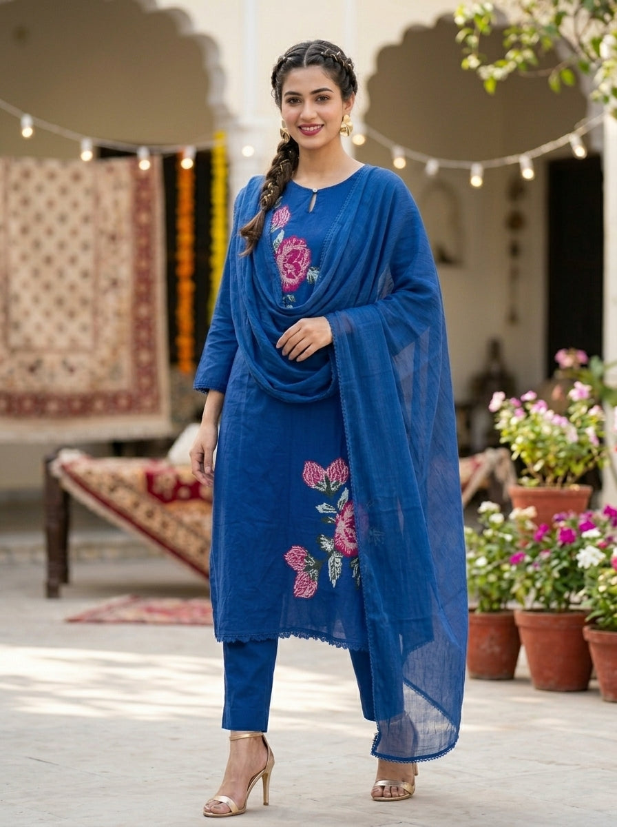 Enchanted Meadow Cotton Kurti Set