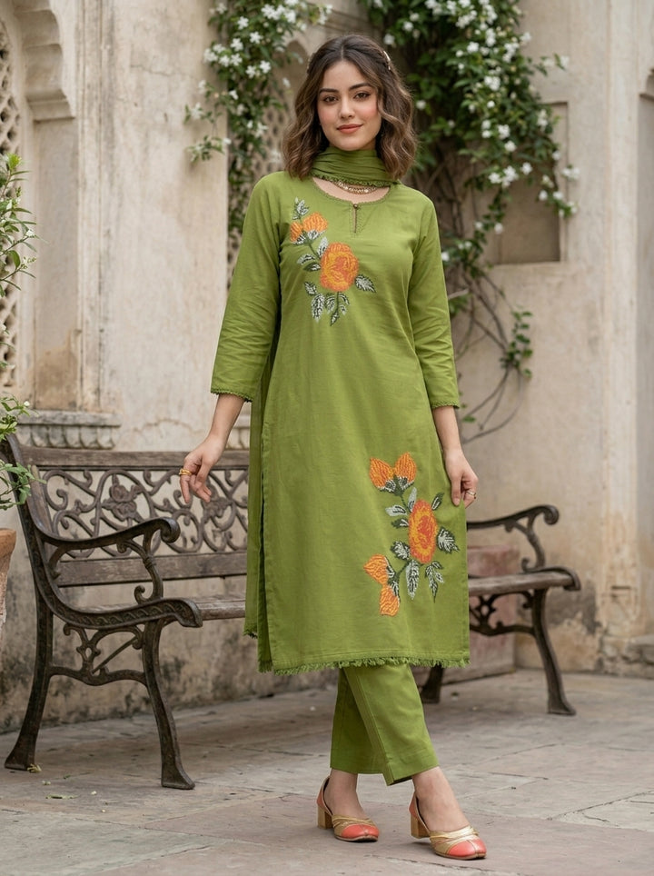 Enchanted Meadow Cotton Kurti Set