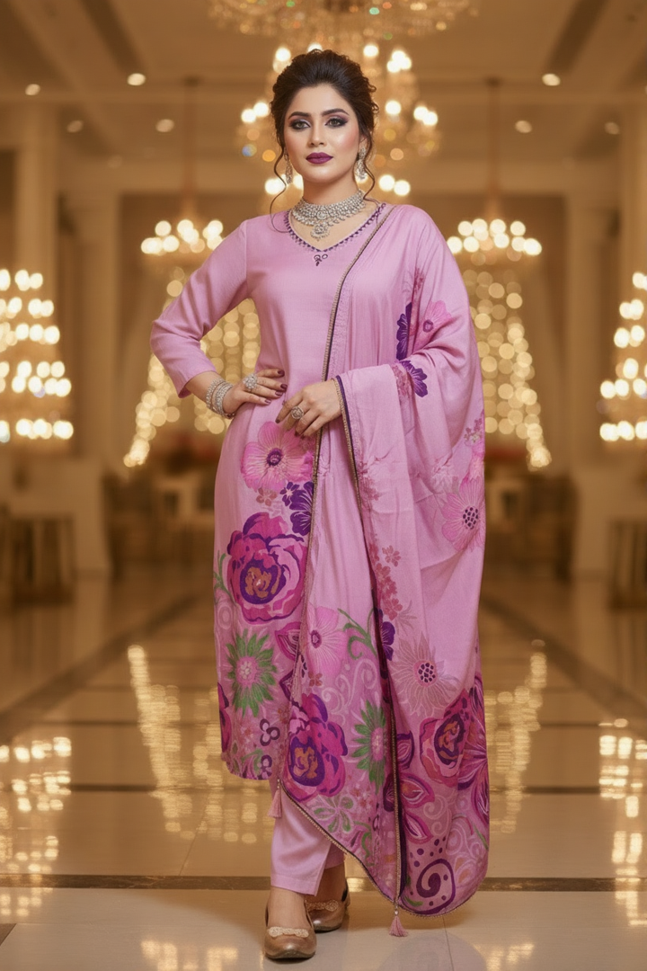 Naya Utsav -Pakistani Style Muslin Crepe Silk Kurti set