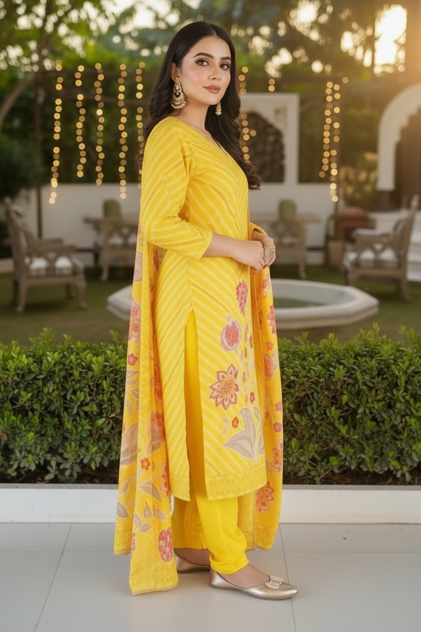 Nazaakat -Muslin Crepe Pakistani Style Kurti Set