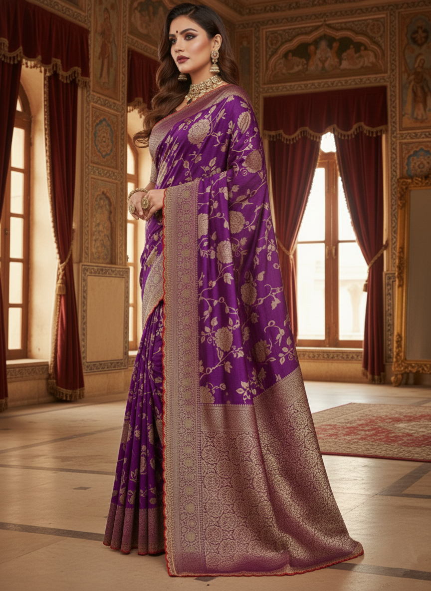 High Society (Crepe Georgette  Banarasi Silk Saree)