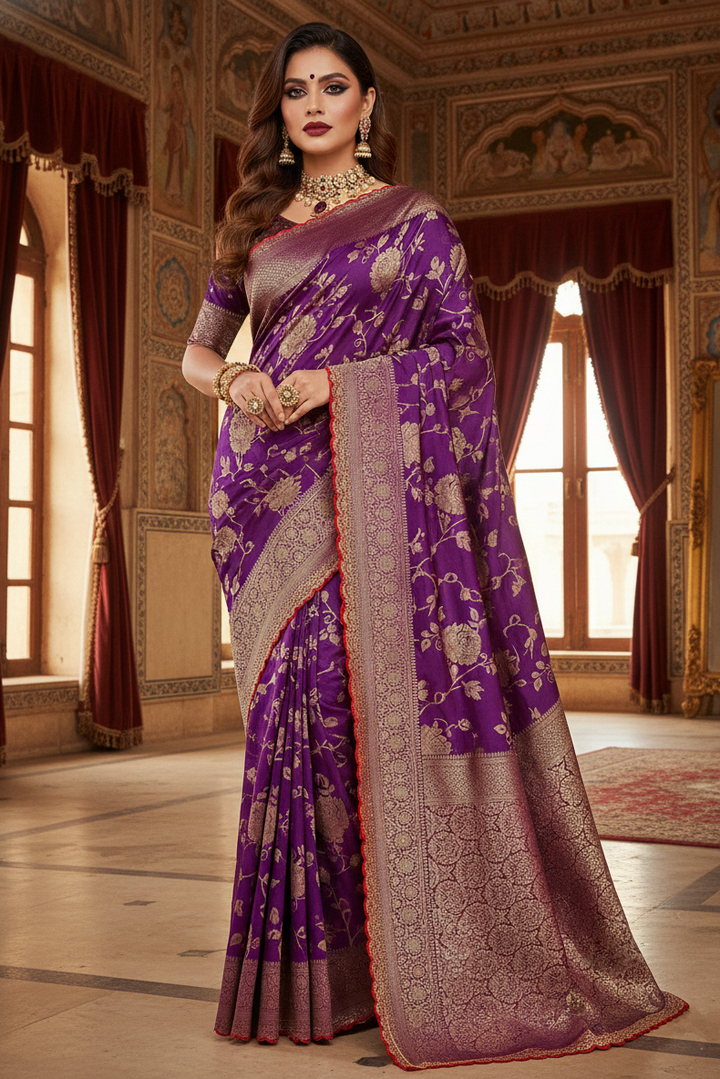 High Society (Crepe Georgette  Banarasi Silk Saree)