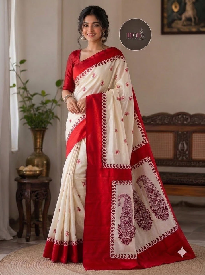 Ranga Shubhra Traditional Semi Tussar Silk Saree