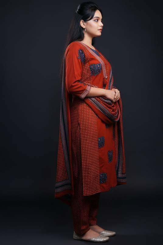 Prints Of Elephant-Cotton Kurti Set