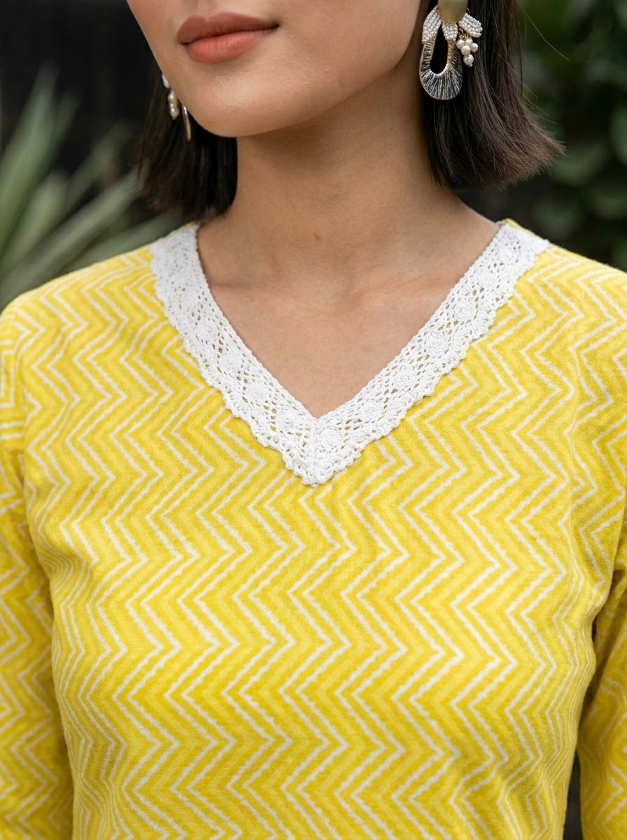 Sunshine Straight-Cut Pure Cotton Kurti