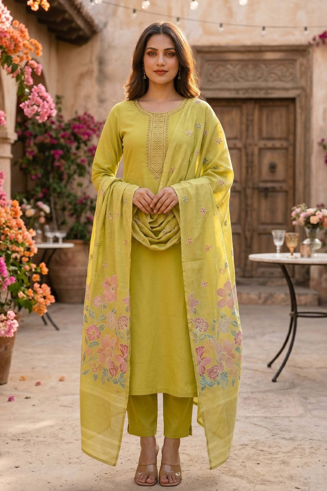 Daytime Moon Silk Kurti Set