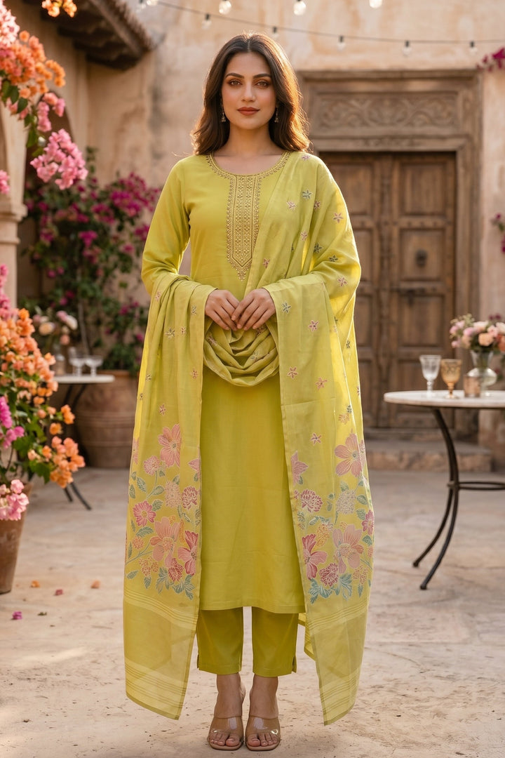Daytime Moon Silk Kurti Set