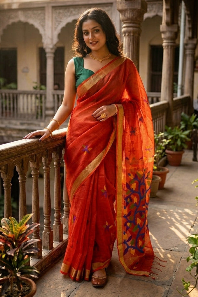 Bengal’s Weaving Tradition (Silk Linen Saree)