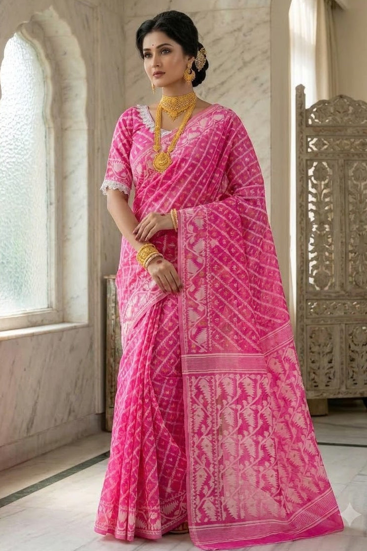 🌸 Rangmohini Bengal Jamdani Saree Set 🌸