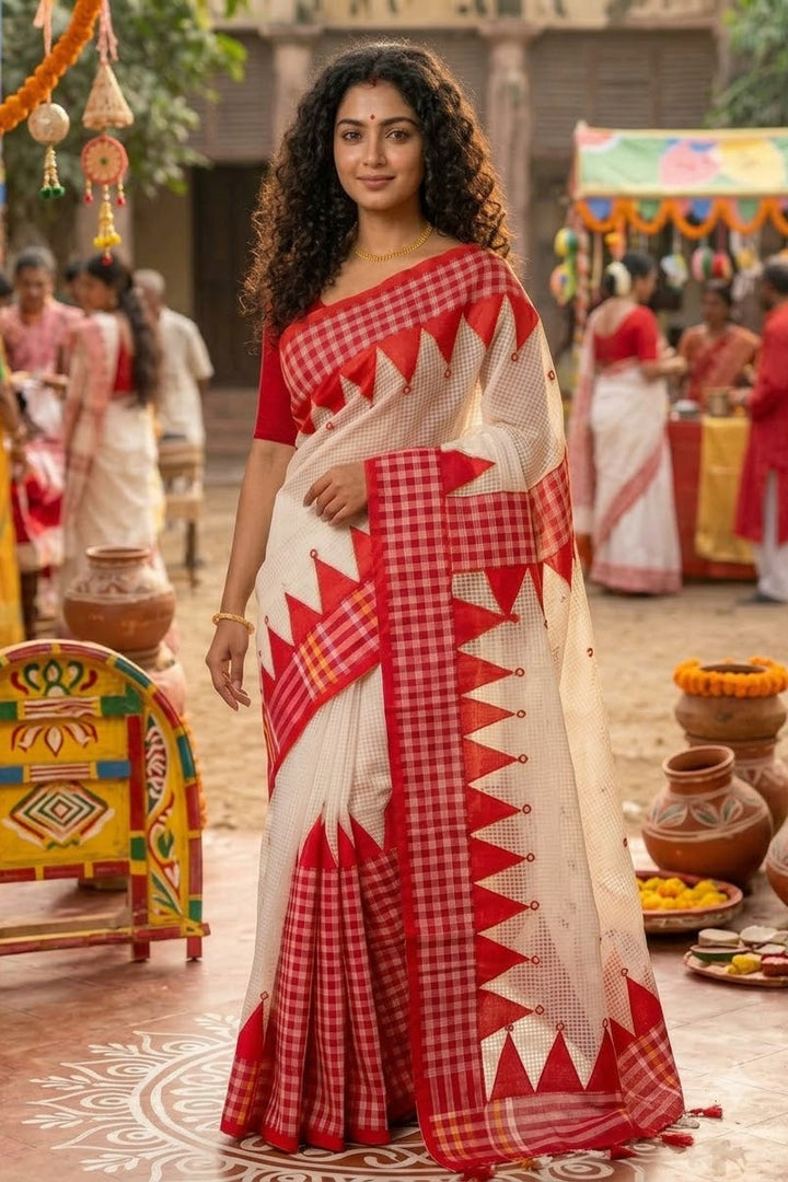 Lok Katha Nakshi Temple Saree