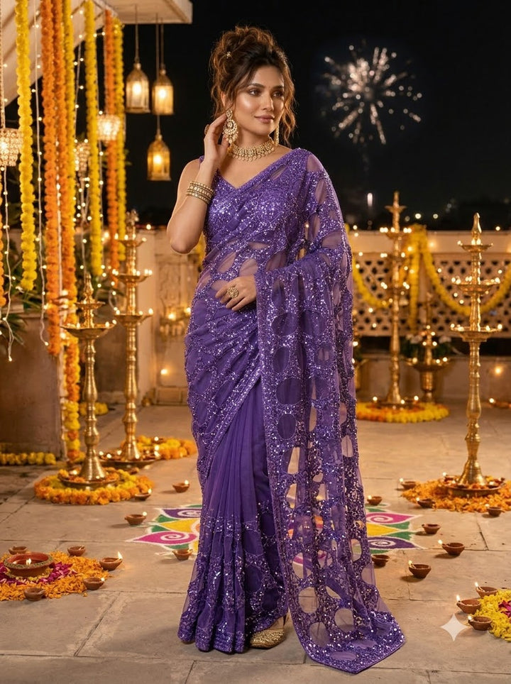 Celestial Gold Net Saree