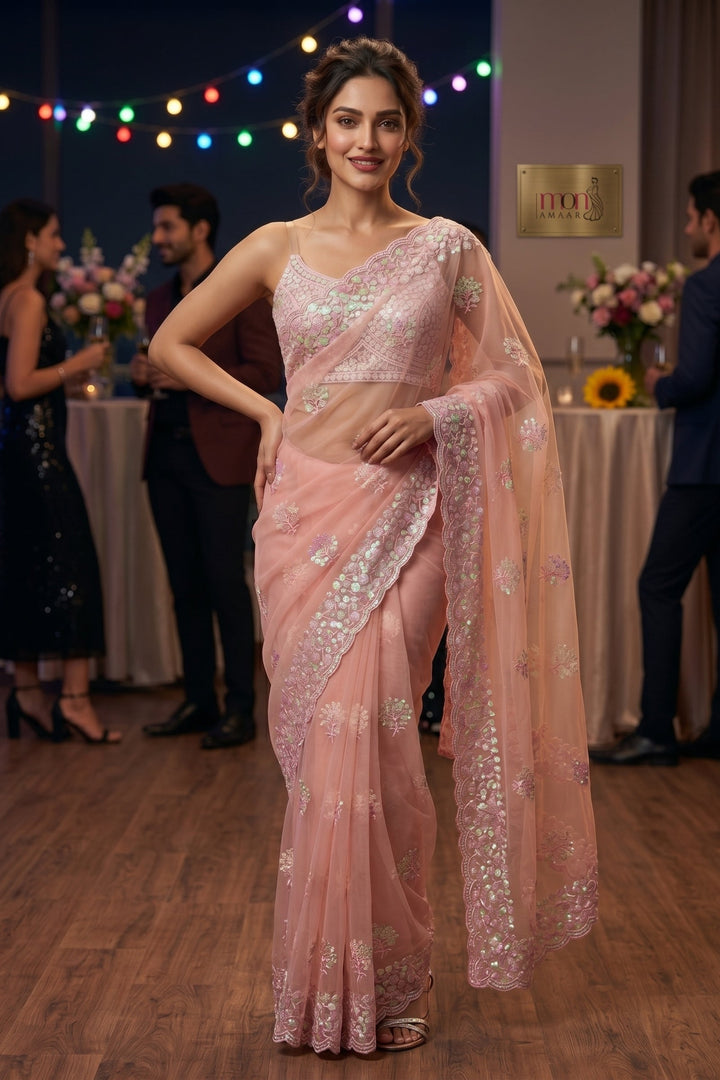 Glimmering Allure Net Saree