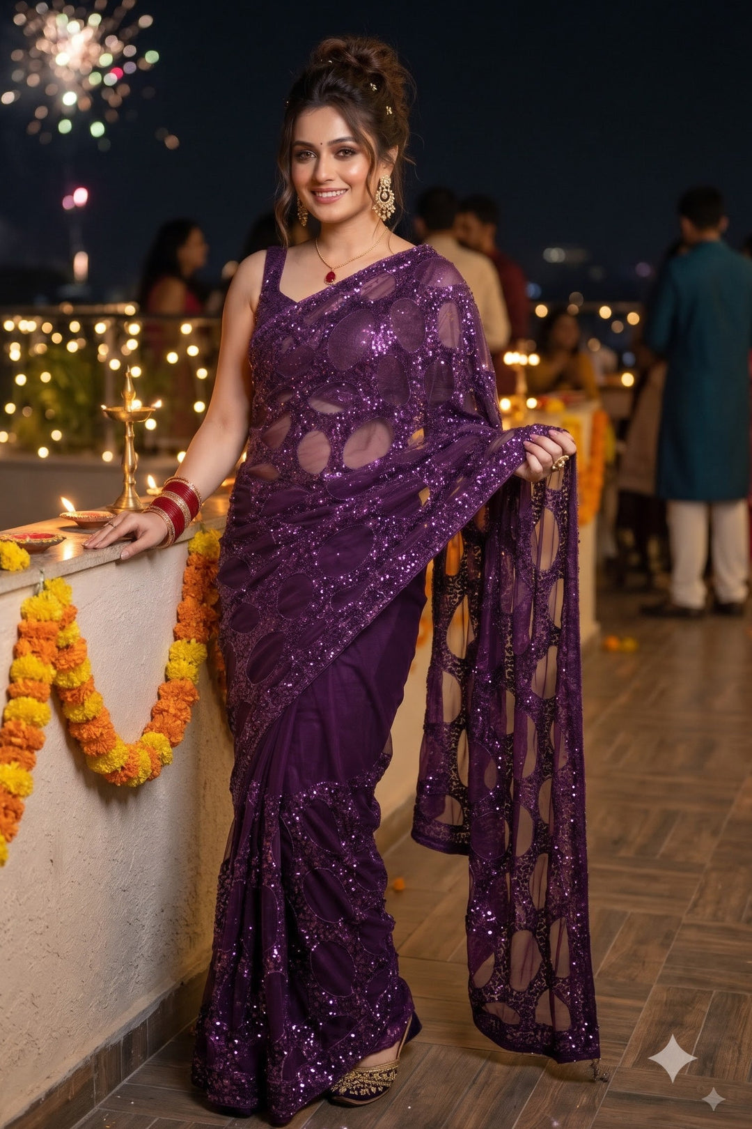 Celestial Gold Net Saree