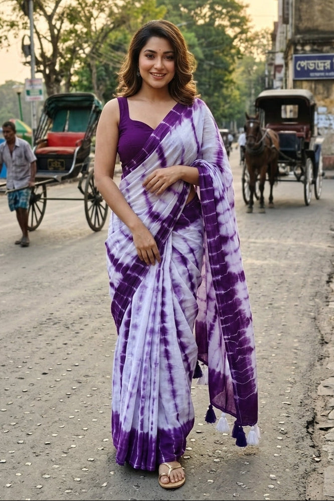Clouds Of Colour  Mul Cotton Saree