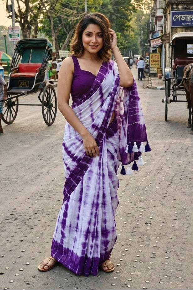 Clouds Of Colour  Mul Cotton Saree