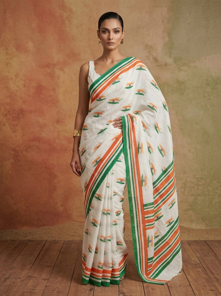 Tiranga Grace Semi Linen Saree (Independence Day Special)