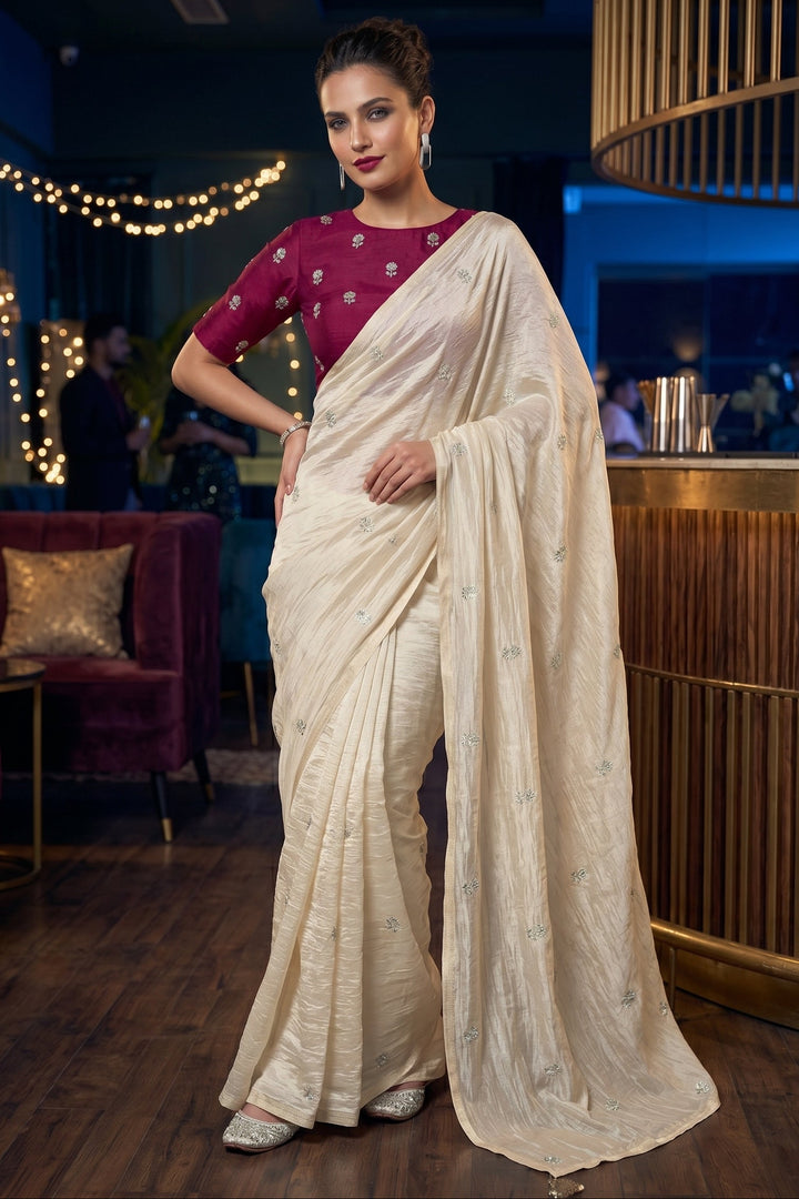 Peacebeam Satin Silk Saree