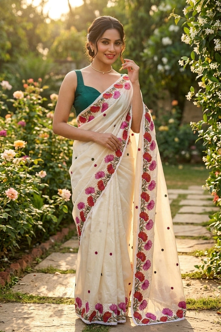 Beloved Lotus Tussar Silk Saree