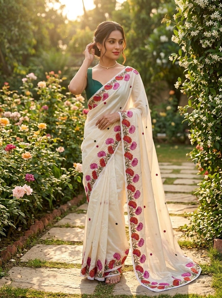 Beloved Lotus Tussar Silk Saree