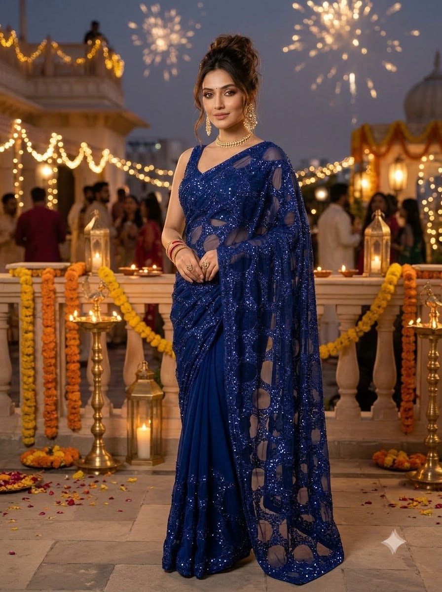 Celestial Gold Net Saree