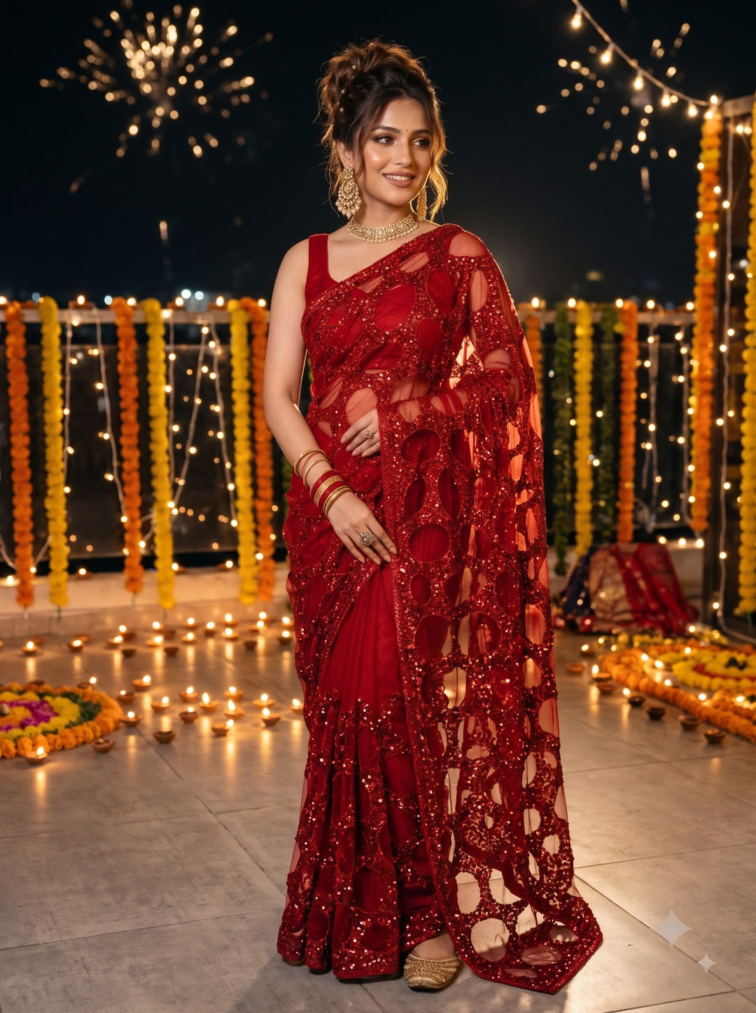 Celestial Gold Net Saree
