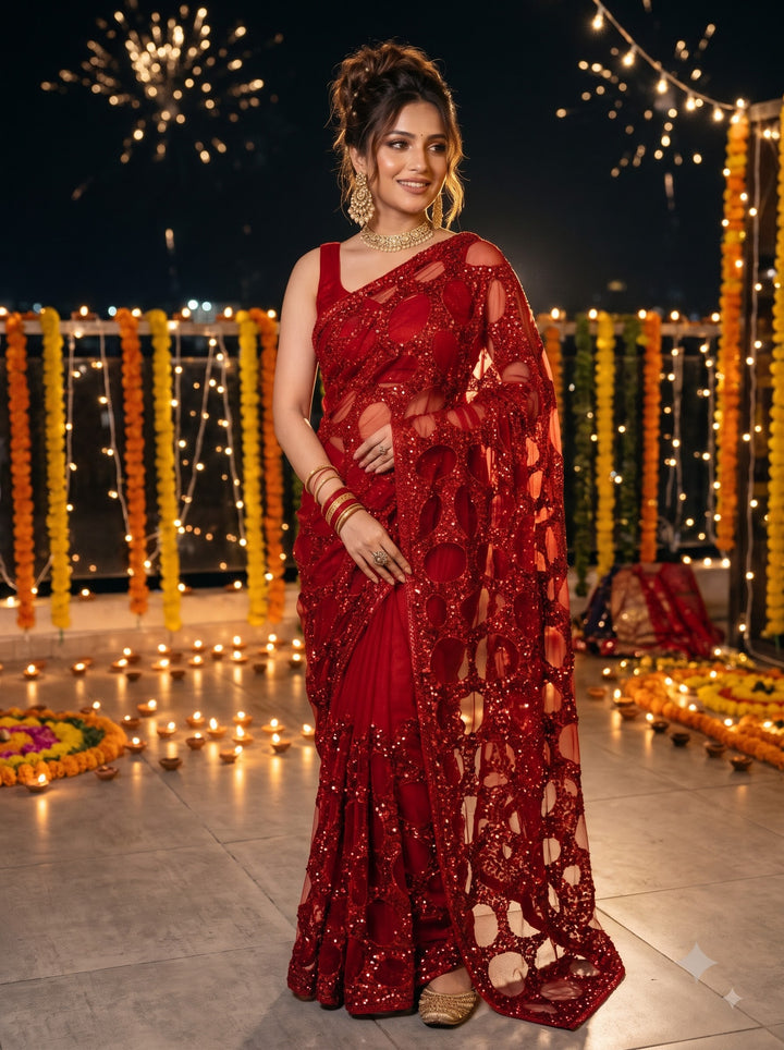 Celestial Gold Net Saree