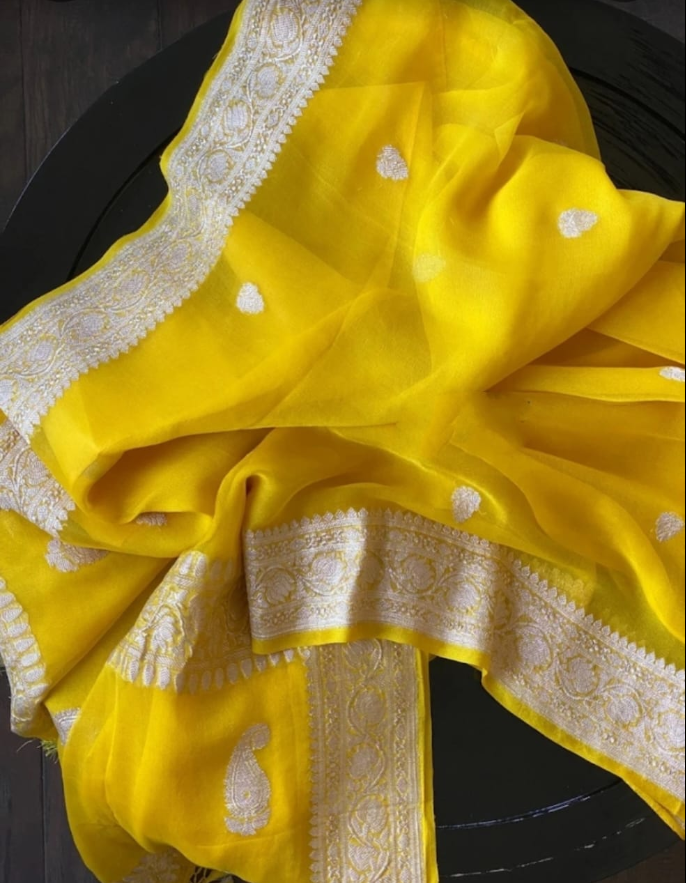 Legacy Of Khaddi Chiffon Handloom Banarasi Saree