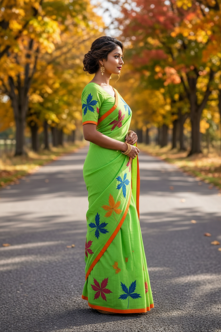 Twist Of Applique - Pure Cotton  Saree