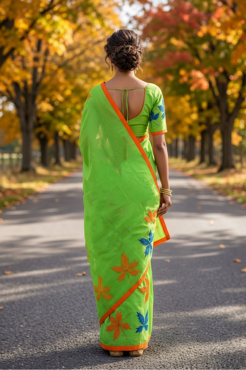 Twist Of Applique - Pure Cotton  Saree