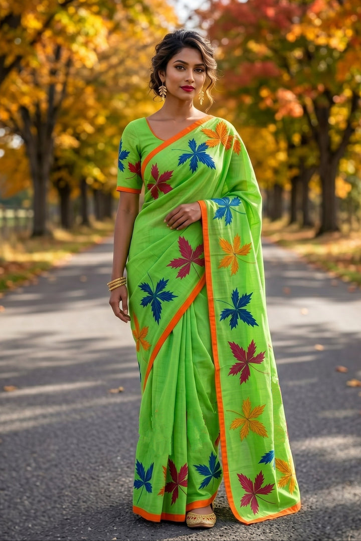Twist Of Applique - Pure Cotton  Saree