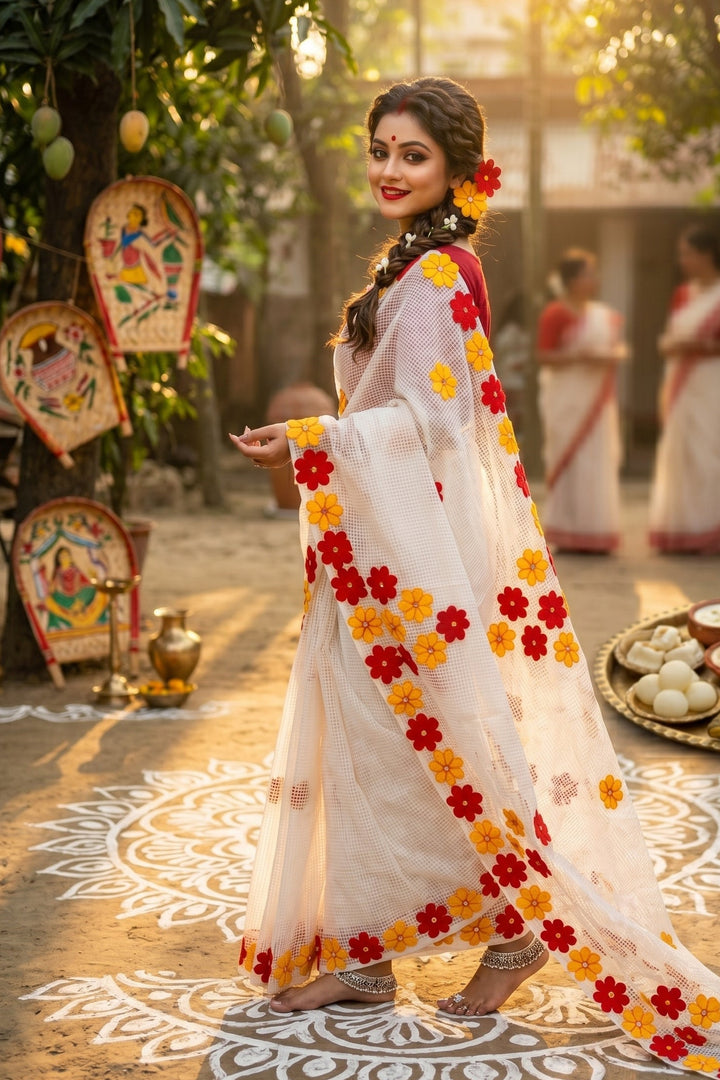 Surobhilata Reshom Kota Applique Saree