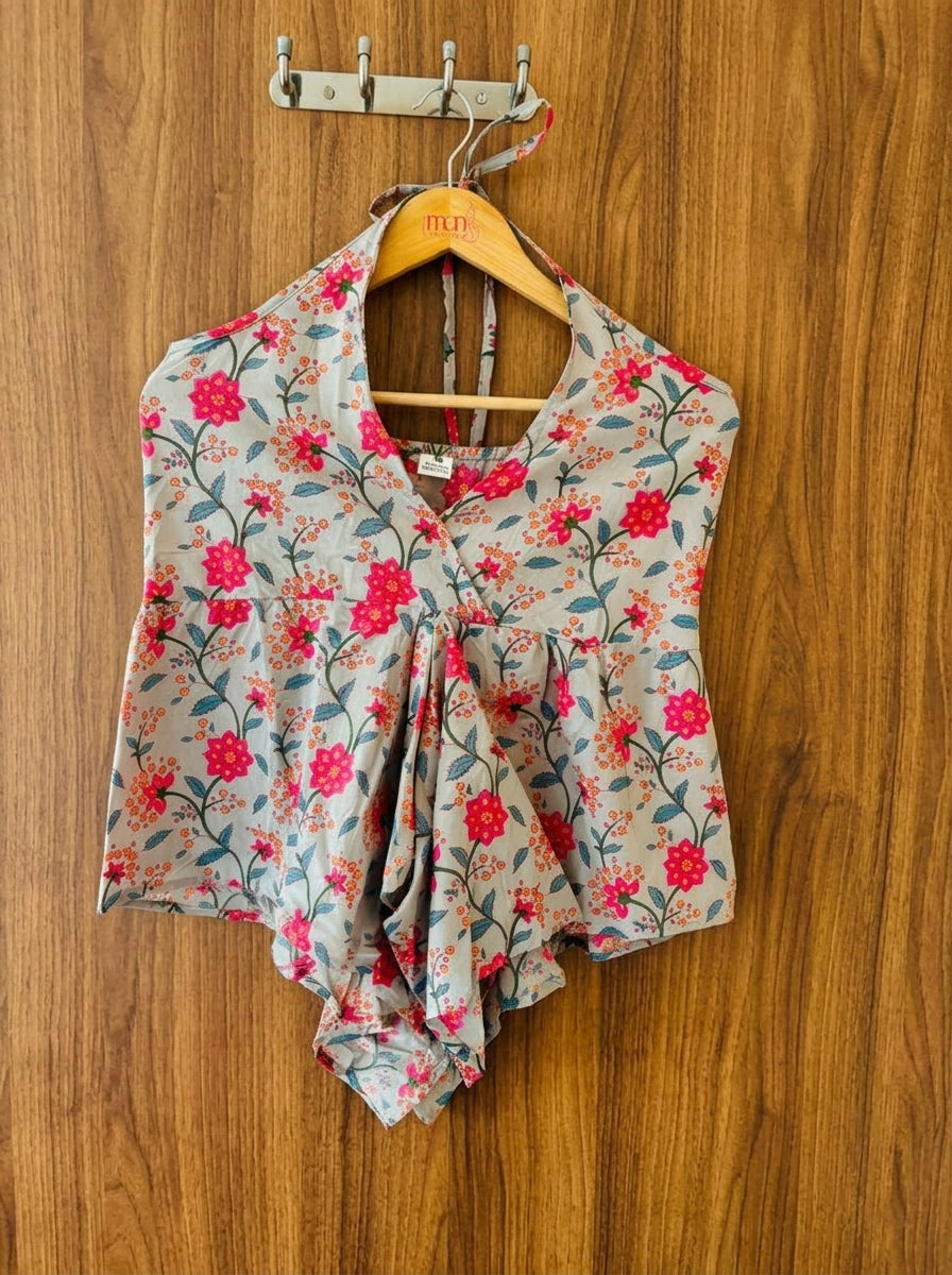 Halter Tie-Back Peplum Top
