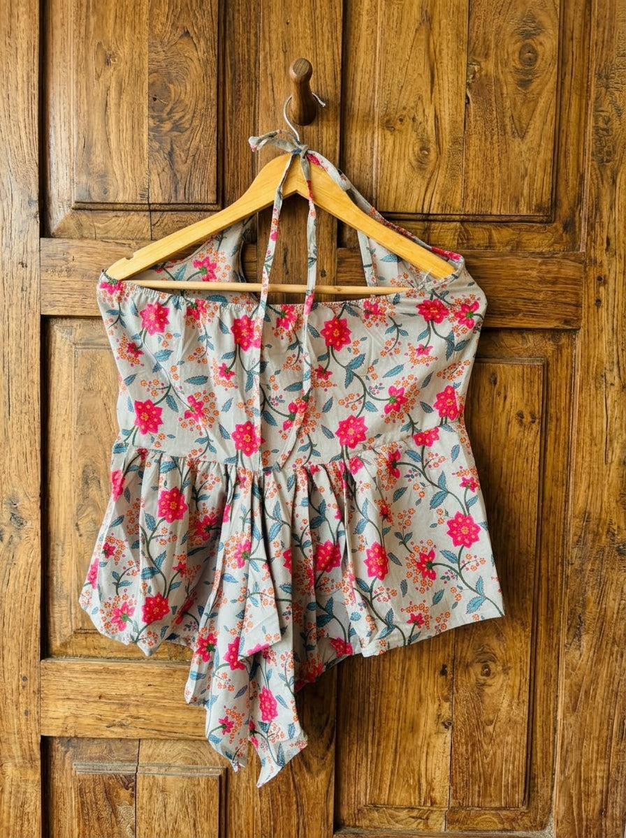 Halter Tie-Back Peplum Top