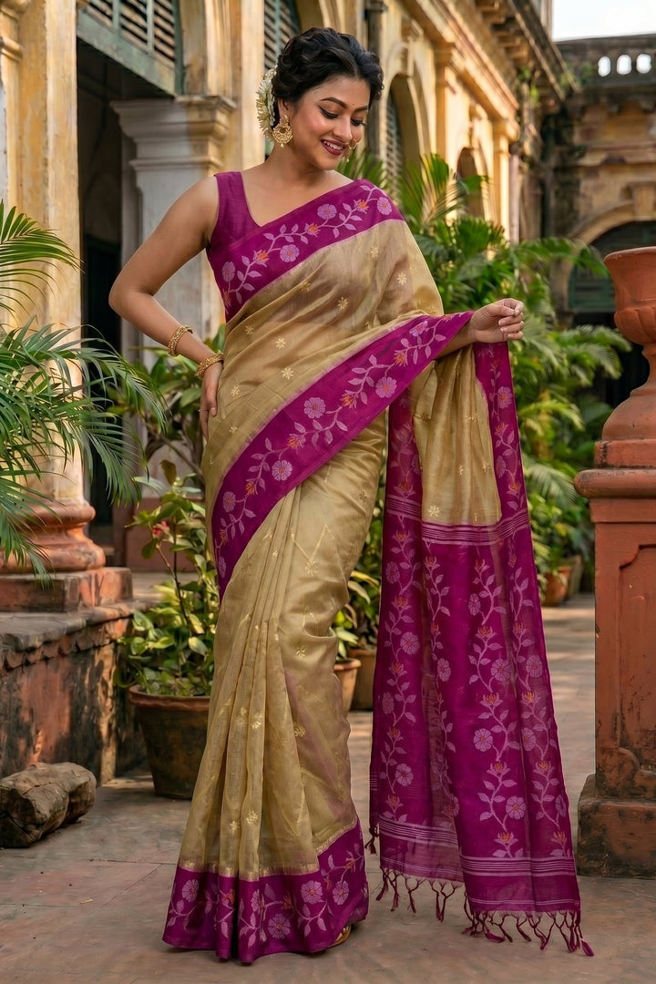 Purabi Prabha Gachi Tussar Banarashi  Saree