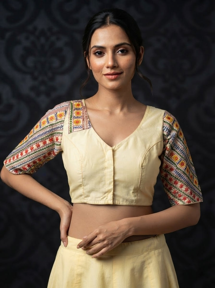 Sunflower Reverie-Multicolor Handwork Blouse