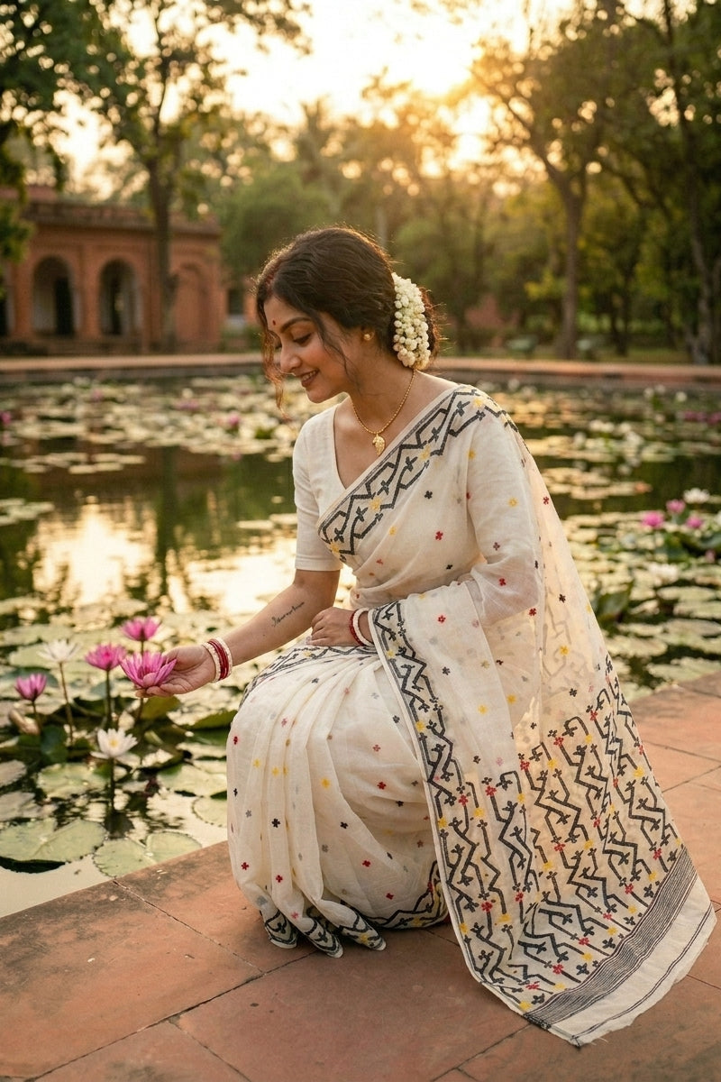 Chorui Pakhi Dhakai Jamdani Saree