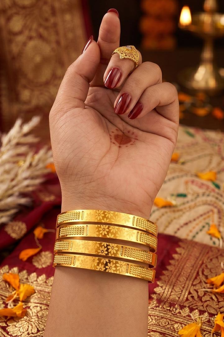 Warm Shine-Gold Plated Bangles set