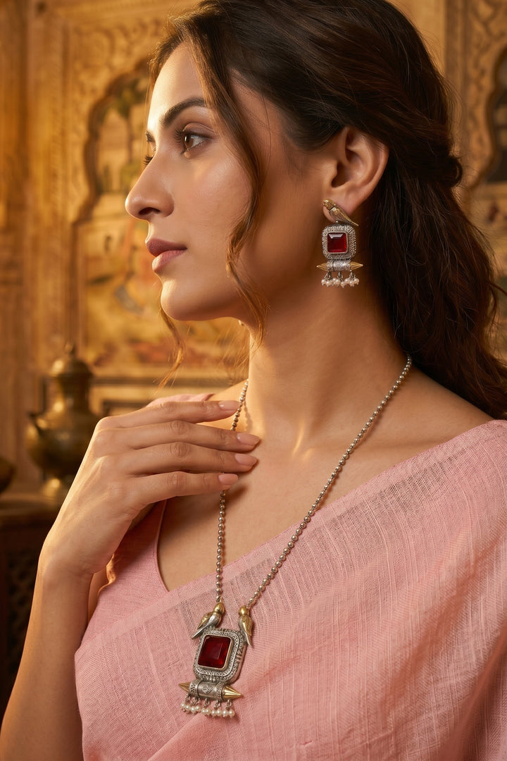 Mayurika Ruby Necklace Set