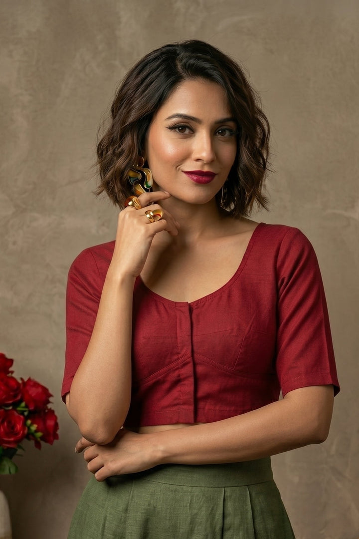 Marron Majestic Cotton Blouse