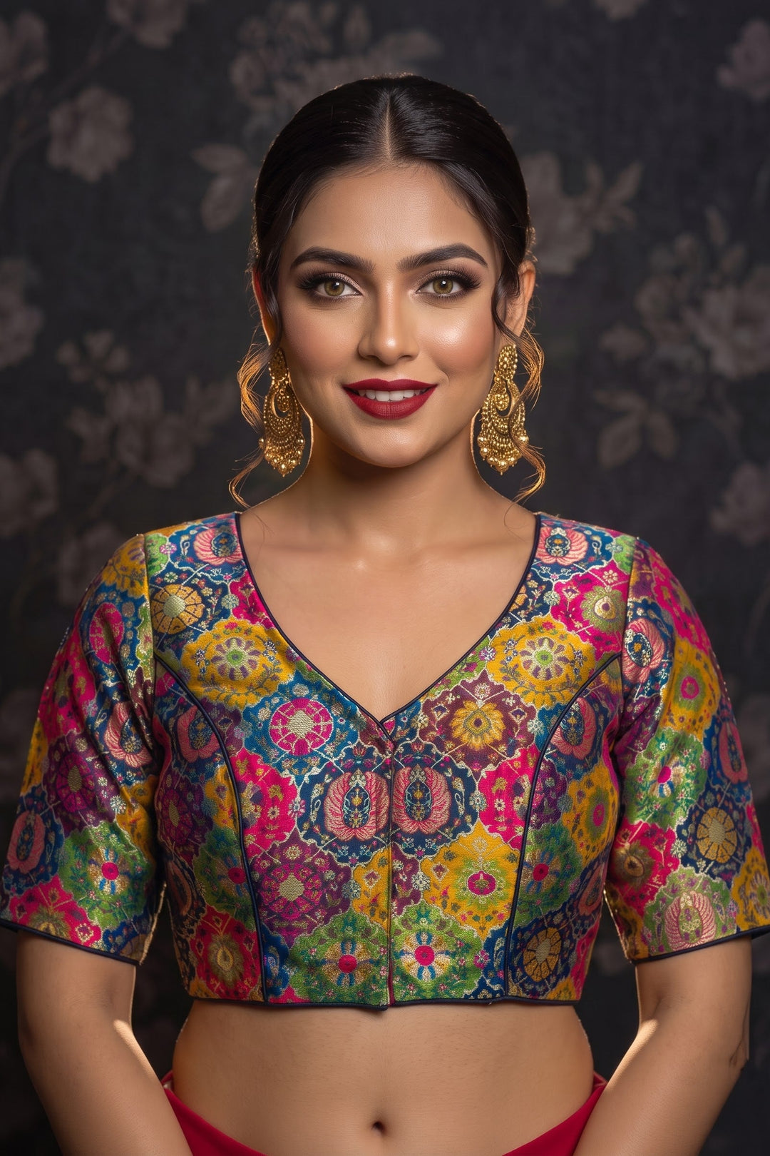 Crown on Repeat- Katan Silk Banarasi Blouse