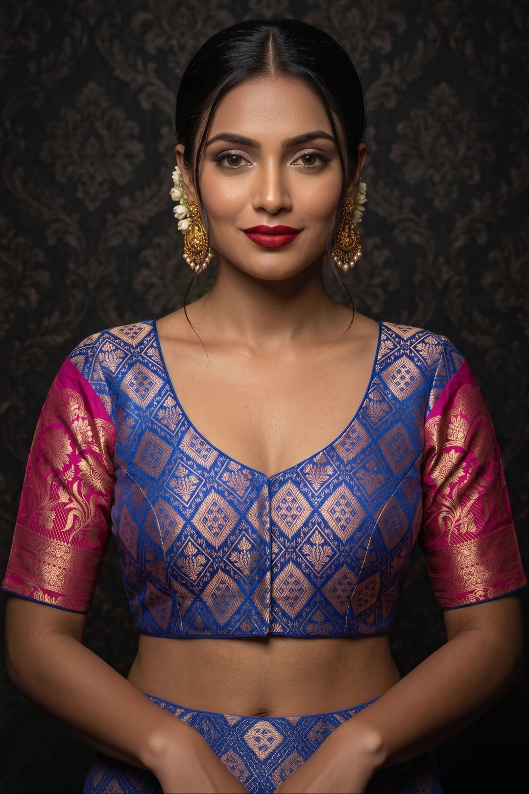 Rajeshwari Grace- Katan Silk Banarasi Zari Woven Designer Blouse