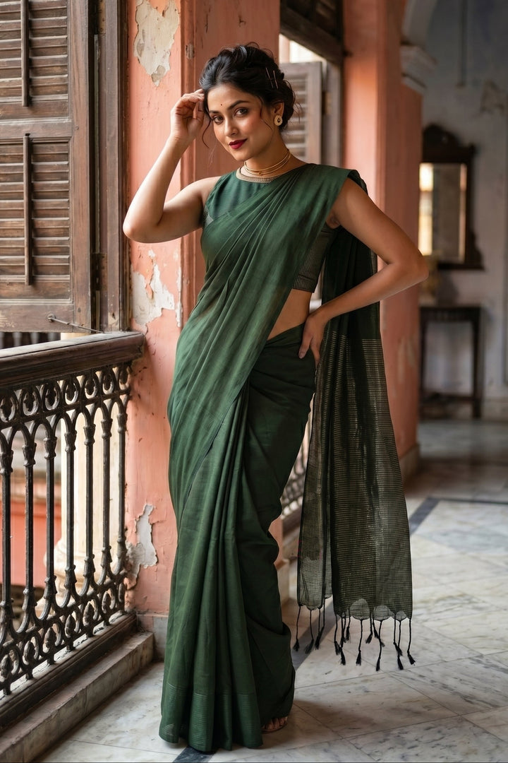 Being Desi- Stripe Khadi Cotton Saree